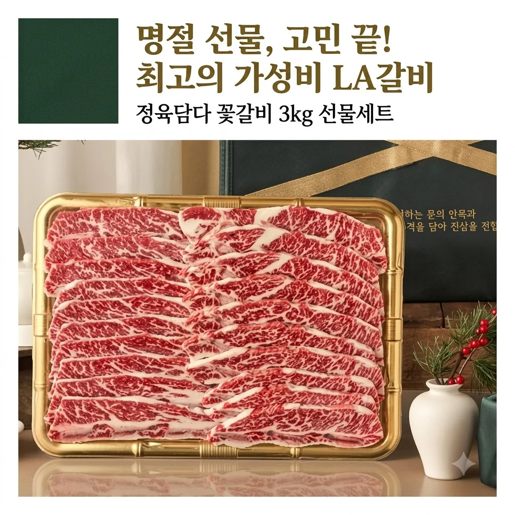 LA갈비 선물세트 3kg 정육담다 꽃갈비, 명절 선물 고민 끝내주는 가성비